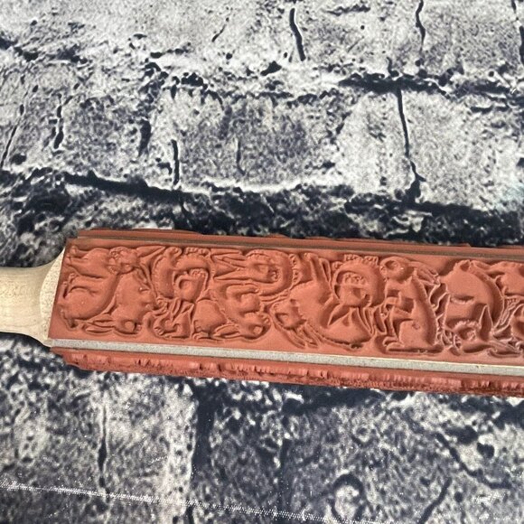 JudiKins Bollio Animals Wood Rubber Stamp Rolling Pin 4 Sided 6808K - Picture 6 of 12